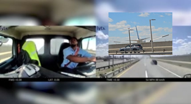 ABD’de iniş yapan yolcu uçağı, otobandaki kamyona çarptı!