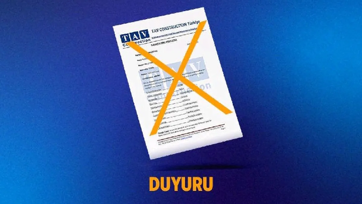 TAV İnşaat'tan Sahte İşe Alım İlanları Hakkında Kritik Uyarı