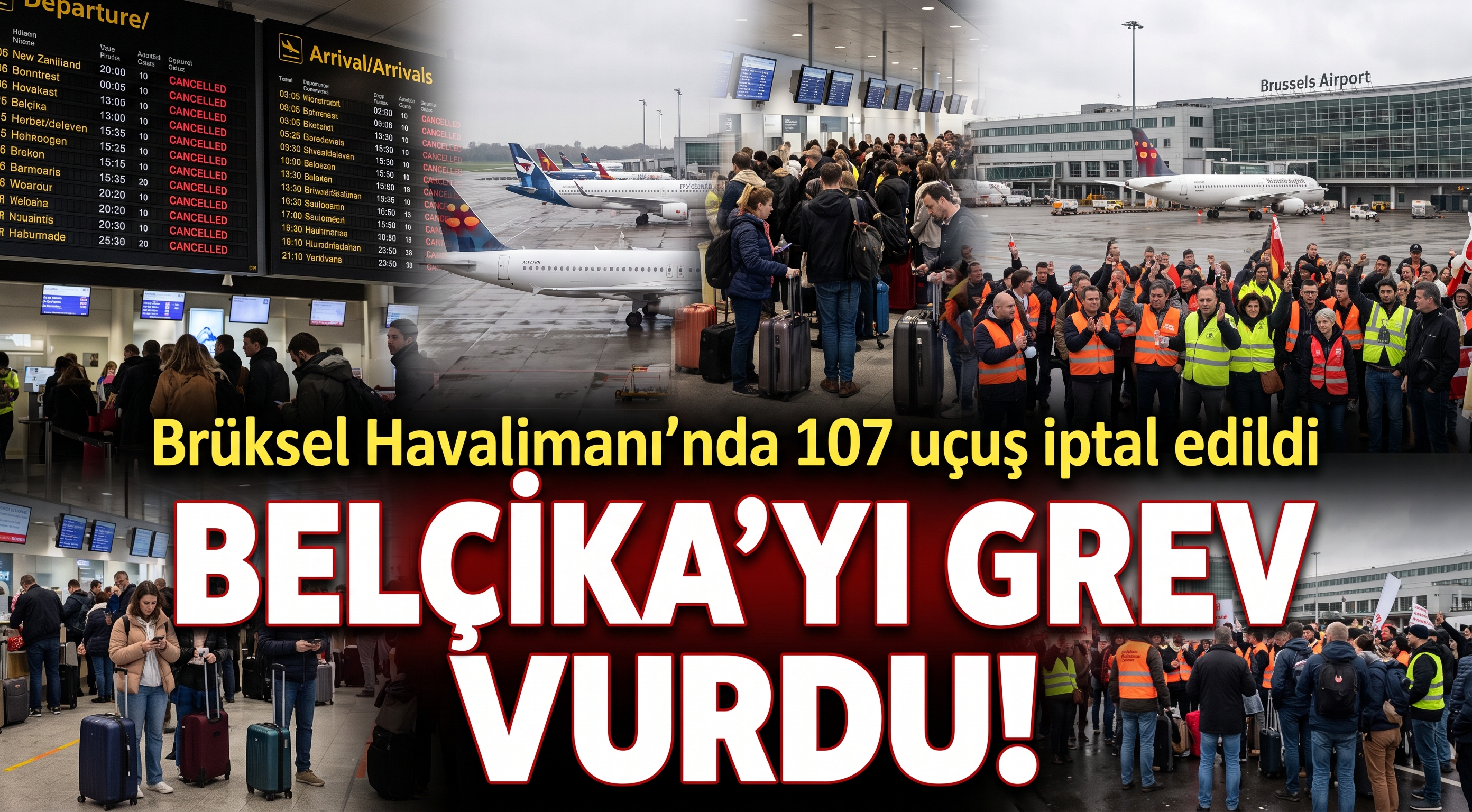 Belçika Genelindeki Grev Brüksel Havalimanı'nda Uçuşları Aksattı